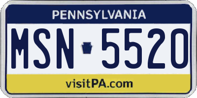 PA license plate MSN5520