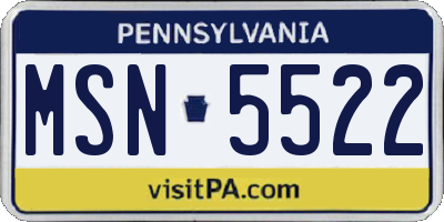 PA license plate MSN5522