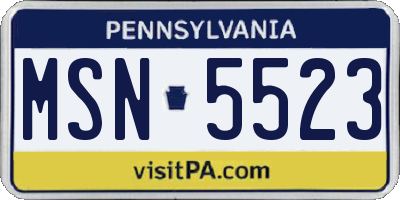 PA license plate MSN5523
