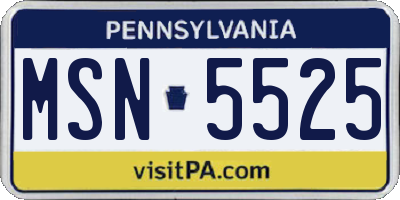 PA license plate MSN5525