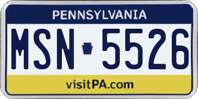PA license plate MSN5526