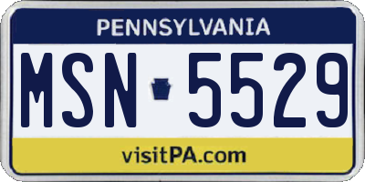PA license plate MSN5529