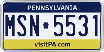 PA license plate MSN5531