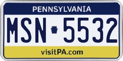 PA license plate MSN5532