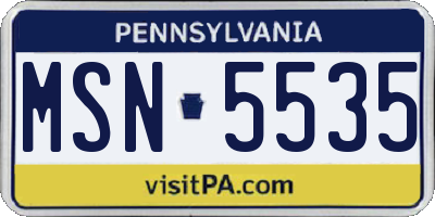 PA license plate MSN5535