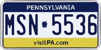 PA license plate MSN5536
