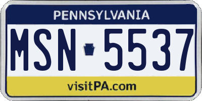 PA license plate MSN5537