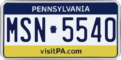 PA license plate MSN5540