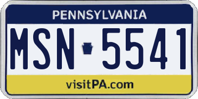 PA license plate MSN5541