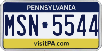 PA license plate MSN5544