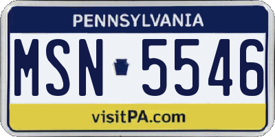 PA license plate MSN5546
