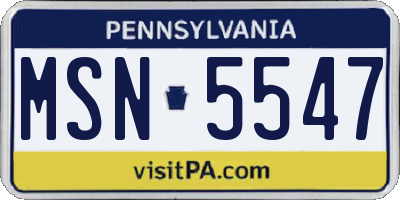 PA license plate MSN5547