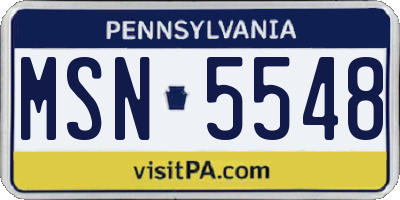PA license plate MSN5548
