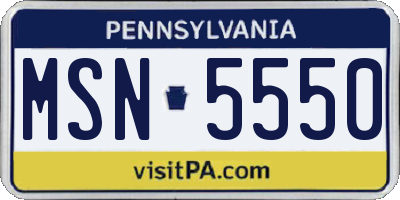 PA license plate MSN5550
