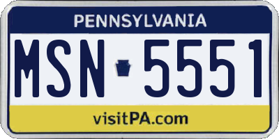 PA license plate MSN5551