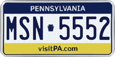 PA license plate MSN5552