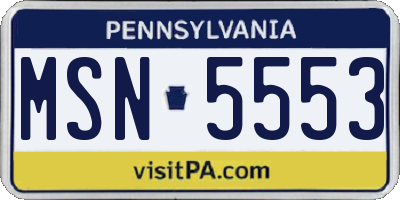 PA license plate MSN5553