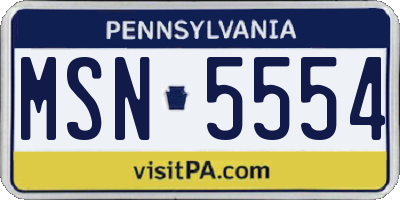PA license plate MSN5554