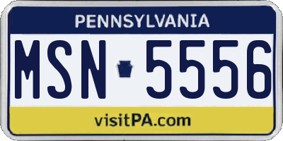 PA license plate MSN5556