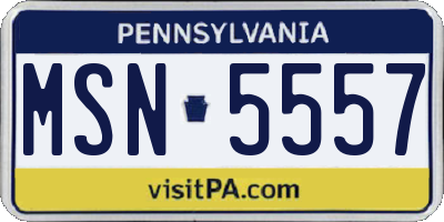 PA license plate MSN5557