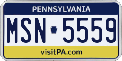 PA license plate MSN5559
