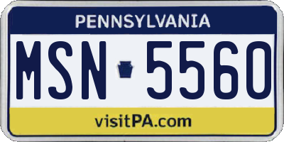 PA license plate MSN5560