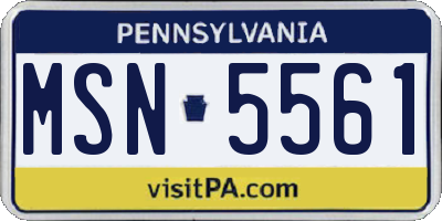 PA license plate MSN5561