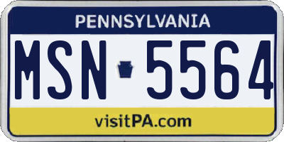 PA license plate MSN5564