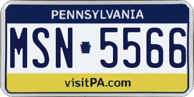 PA license plate MSN5566