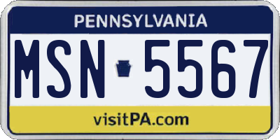 PA license plate MSN5567