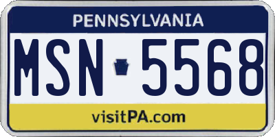 PA license plate MSN5568