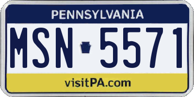 PA license plate MSN5571