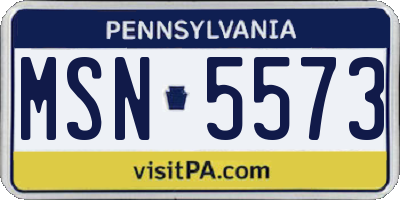 PA license plate MSN5573