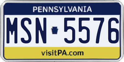 PA license plate MSN5576