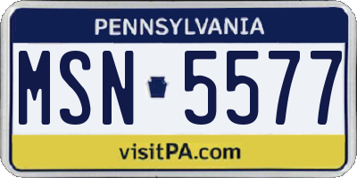 PA license plate MSN5577