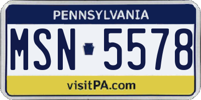 PA license plate MSN5578