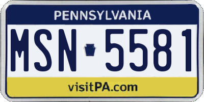 PA license plate MSN5581