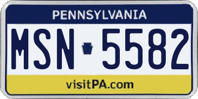 PA license plate MSN5582