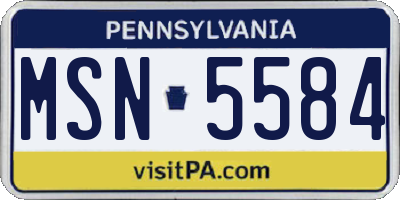 PA license plate MSN5584