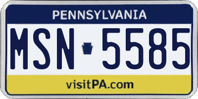 PA license plate MSN5585