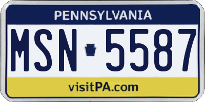 PA license plate MSN5587