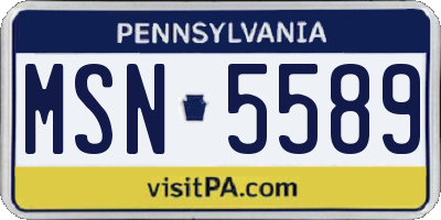 PA license plate MSN5589