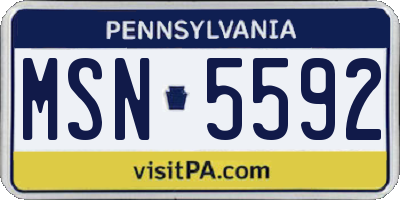 PA license plate MSN5592