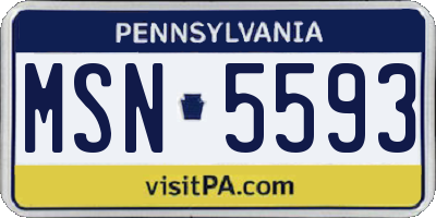 PA license plate MSN5593