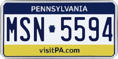 PA license plate MSN5594