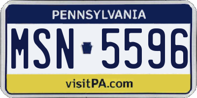 PA license plate MSN5596