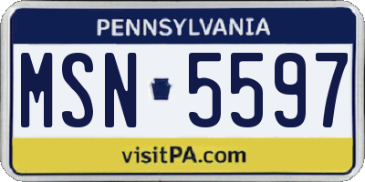 PA license plate MSN5597