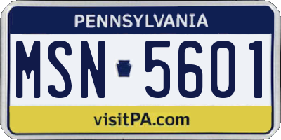 PA license plate MSN5601