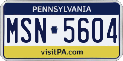 PA license plate MSN5604