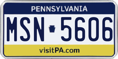 PA license plate MSN5606